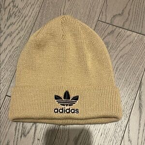 Adidas Beige Knit Beanie with Black Logo
